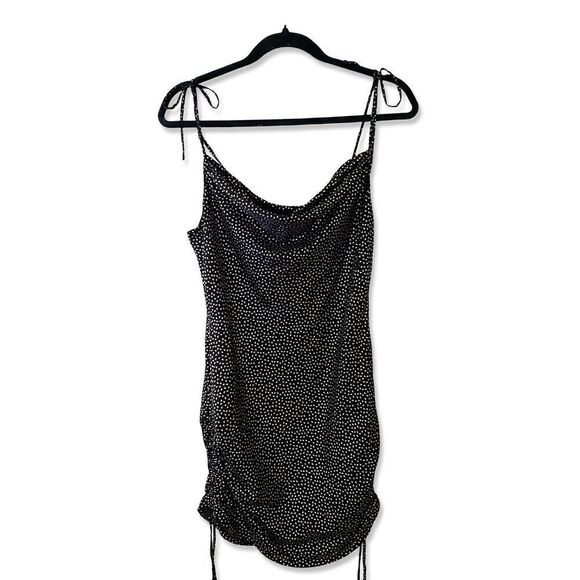 H:ours Liz Mini Dress Gold Flecked slip lingerie style drawstring REVOLVE Sz S - Picture 2 of 9